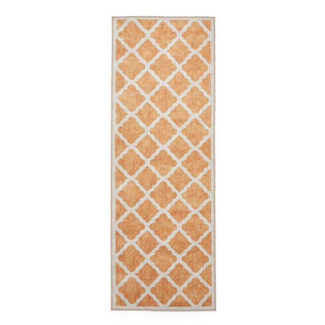 Washable Coral H1063 Modern Geometric Lightweight Printed Polyester Flatweave Yellow Runner-Think Rugs-Rug Love - The Most Loved Rug Store