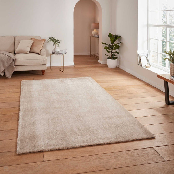 Washable Cove Sleek Low Pile Texture Soft Plain Polyproplene Shaggy Beige Rug-Think Rugs-Rug Love - The Most Loved Rug Store