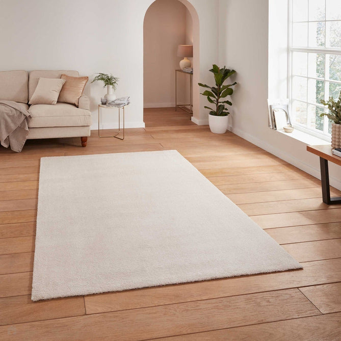 Washable Cove Sleek Low Pile Texture Soft Plain Polyproplene Shaggy Cream Rug-Think Rugs-Rug Love - The Most Loved Rug Store