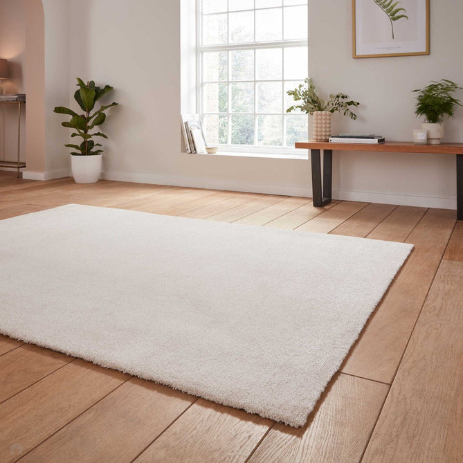 Washable Cove Sleek Low Pile Texture Soft Plain Polyproplene Shaggy Cream Rug-Think Rugs-Rug Love - The Most Loved Rug Store