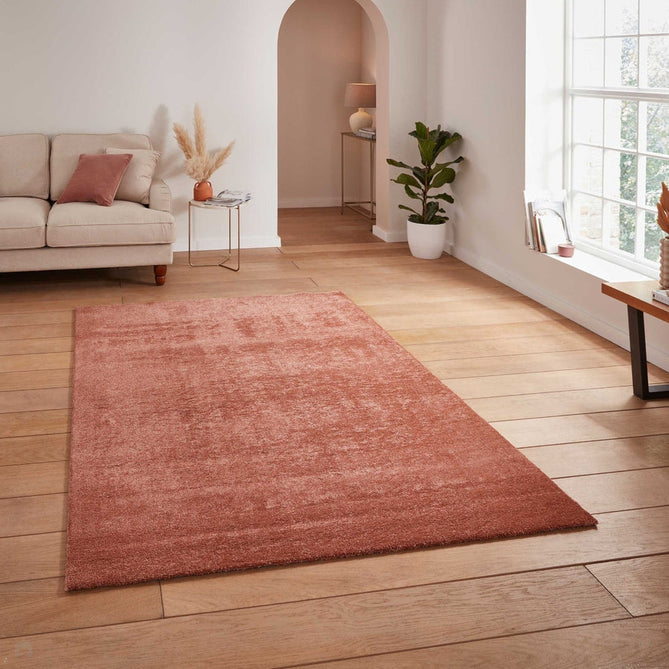 Washable Cove Sleek Low Pile Texture Soft Plain Polyproplene Shaggy Terracotta Rug-Think Rugs-Rug Love - The Most Loved Rug Store