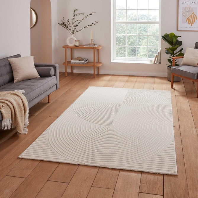 Washable Flores 1924 Modern Super-Soft Spiral Textured Eco-Friendly Recycled Polyester Pile Cream/Ivory Rug-Think Rugs-Rug Love - The Most Loved Rug Store