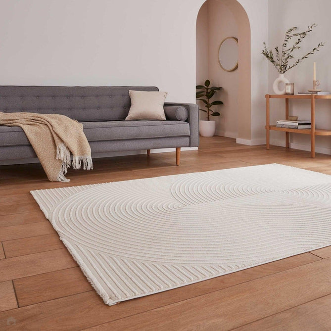 Washable Flores 1924 Modern Super-Soft Spiral Textured Eco-Friendly Recycled Polyester Pile Cream/Ivory Rug-Think Rugs-Rug Love - The Most Loved Rug Store