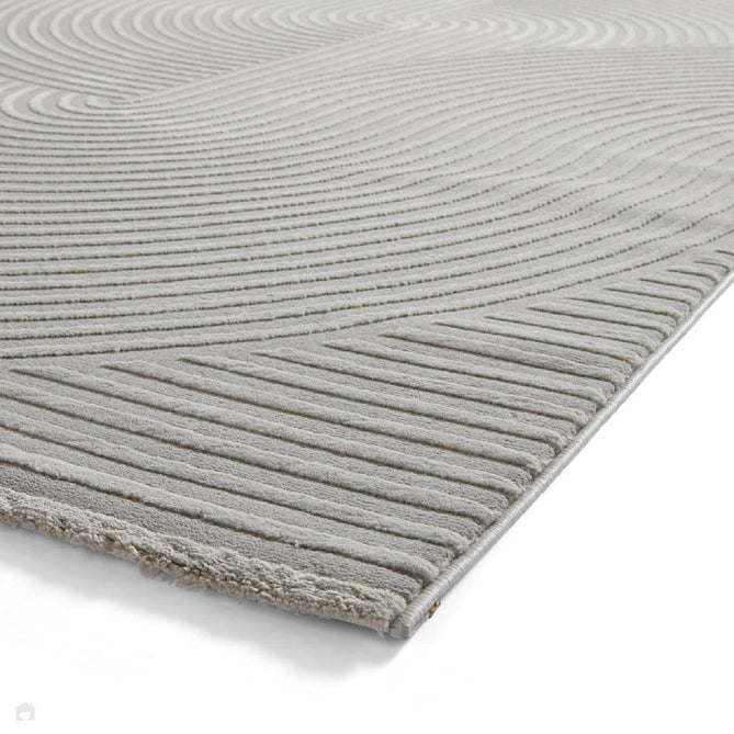 Washable Flores 1924 Modern Super-Soft Spiral Textured Polyester Pile Grey/Light Grey Rug-Think Rugs-Rug Love - The Most Loved Rug Store