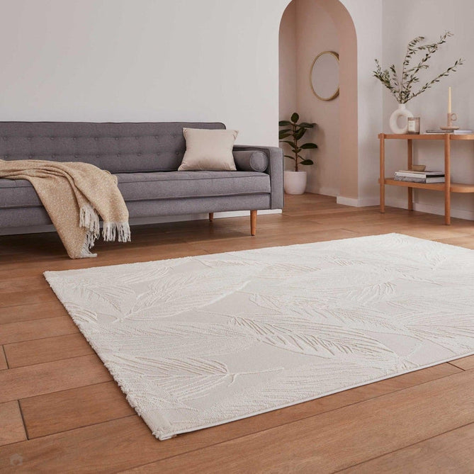 Washable Flores 1925 Modern Super-Soft Floral Leaves Verdant Textured Eco-Friendly Recycled Polyester Pile Cream/Ivory Rug-Think Rugs-Rug Love - The Most Loved Rug Store