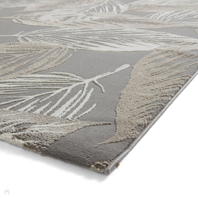 Washable Flores 1925 Modern Super-Soft Floral Leaves Verdant Textured Eco-Friendly Recycled Polyester Pile Grey/Cream/Beige Rug-Think Rugs-Rug Love - The Most Loved Rug Store