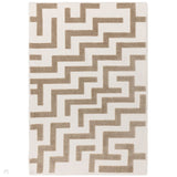 Washable Freja Cove Modern Abstract Soft-Touch Hi-Low Ribbed Textured Flatweave Sand/Natural Cream Rug