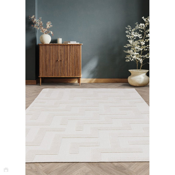 Washable Freja Cove Modern Abstract Soft-Touch Hi-Low Textured Flatweave Ivory Rug-Asiatic Carpets-Rug Love - The Most Loved Rug Store