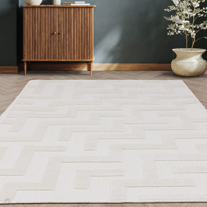 Washable Freja Cove Modern Abstract Soft-Touch Hi-Low Textured Flatweave Ivory Rug-Asiatic Carpets-Rug Love - The Most Loved Rug Store