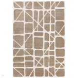 Washable Freja Method Modern Abstract Soft-Touch Hi-Low Ribbed Textured Flatweave Sand/Natural Rug