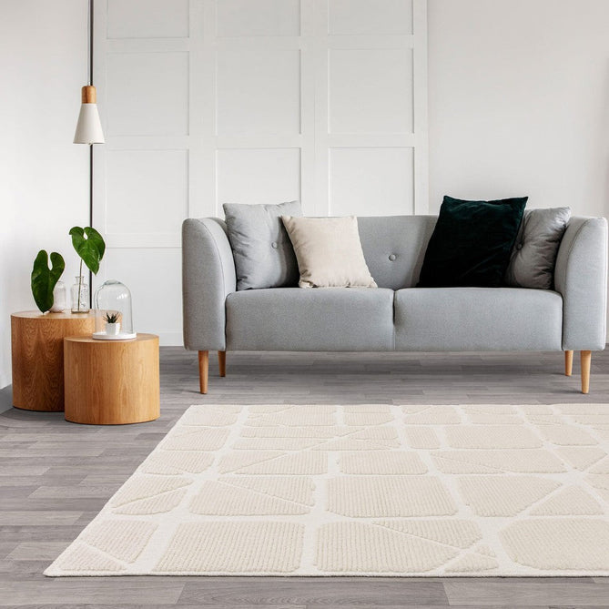 Washable Freja Method Modern Abstract Soft-Touch Hi-Low Textured Flatweave Ivory Rug-Asiatic Carpets-Rug Love - The Most Loved Rug Store