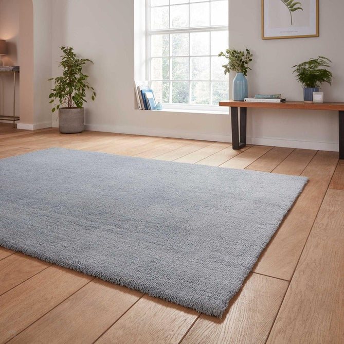 Washable Kara Plush Soft Plain Eco-Friendly Recycled Polyester Shaggy Light Blue Rug-Think Rugs-Rug Love - The Most Loved Rug Store