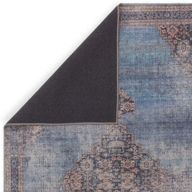 Washable Kaya Dana KY08 Traditional Persian Vintage Distressed Floral Durable Chenille Polyester Flatweave Blue/Brown/Pink/Red Rust/Multicolour Rug-Asiatic Carpets-Rug Love - The Most Loved Rug Store