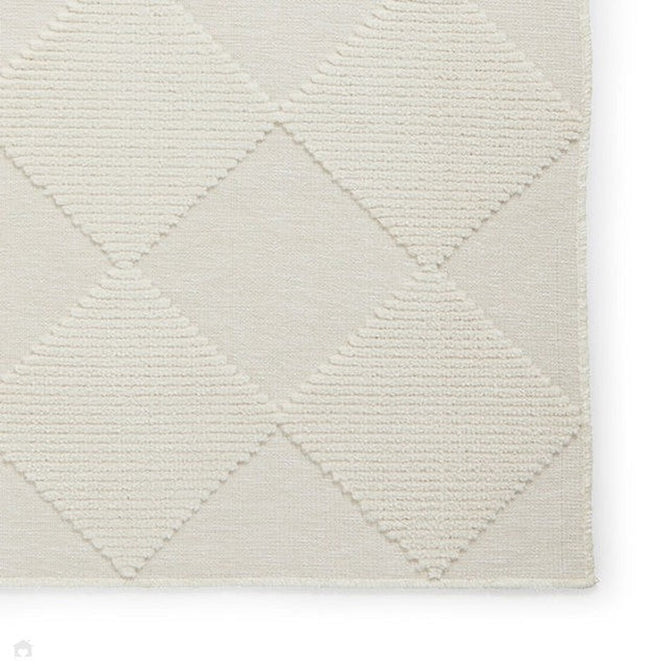 Washable Lyna J0529 Modern Harlequin Checkerboard Diamond Ribbed Soft-Touch Hi-Low Textured Polypropylene Mix Pile Cream Rug-Think Rugs-Rug Love - The Most Loved Rug Store