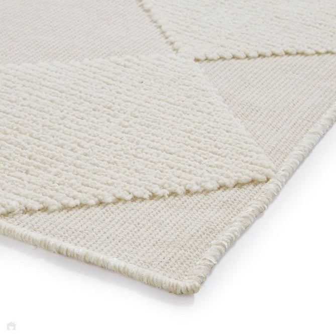 Washable Lyna J0529 Modern Harlequin Checkerboard Diamond Ribbed Soft-Touch Hi-Low Textured Polypropylene Mix Pile Cream Rug-Think Rugs-Rug Love - The Most Loved Rug Store