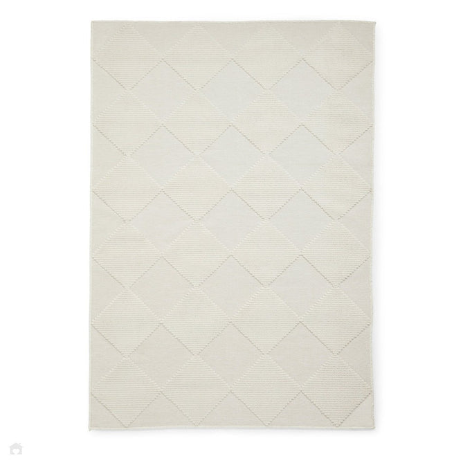 Washable Lyna J0529 Modern Harlequin Checkerboard Diamond Ribbed Soft-Touch Hi-Low Textured Polypropylene Mix Pile Cream Rug-Think Rugs-Rug Love - The Most Loved Rug Store