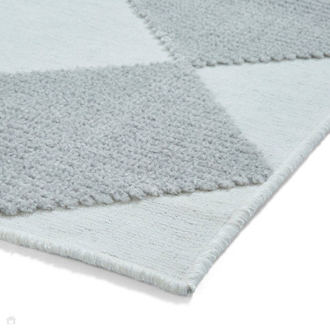 Washable Lyna J0529 Modern Harlequin Checkerboard Diamond Ribbed Soft-Touch Hi-Low Textured Polypropylene Mix Pile Cream/Grey Rug-Think Rugs-Rug Love - The Most Loved Rug Store