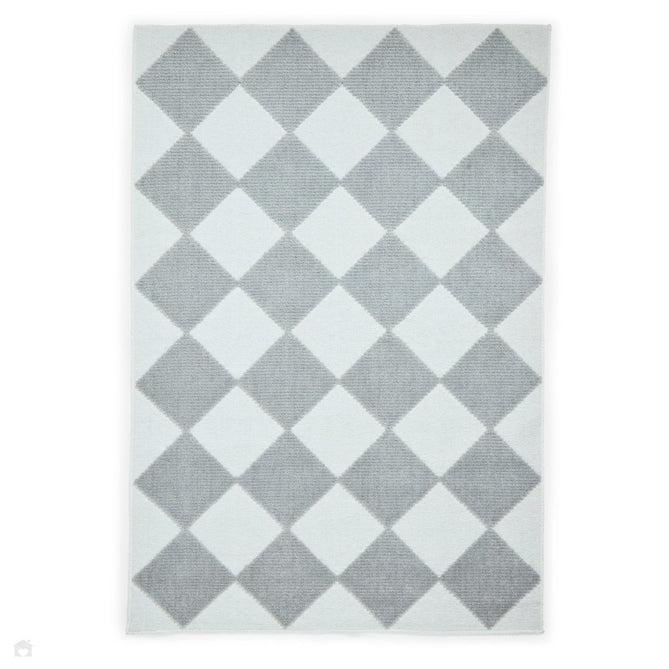 Washable Lyna J0529 Modern Harlequin Checkerboard Diamond Ribbed Soft-Touch Hi-Low Textured Polypropylene Mix Pile Cream/Grey Rug-Think Rugs-Rug Love - The Most Loved Rug Store