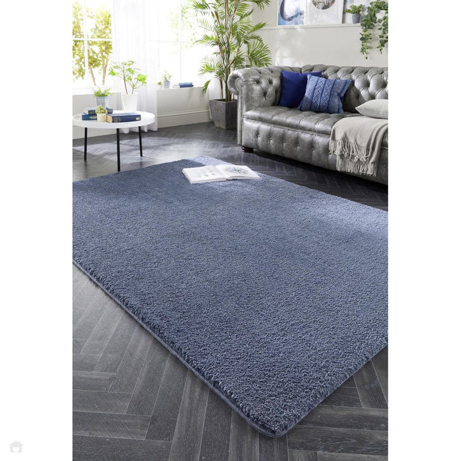 Washable My Lux Plain Shaggy Smoke Blue Rug-Origins-Rug Love - The Most Loved Rug Store