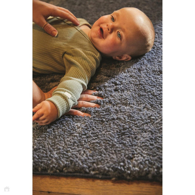 Washable My Lux Plain Shaggy Smoke Blue Rug-Origins-Rug Love - The Most Loved Rug Store