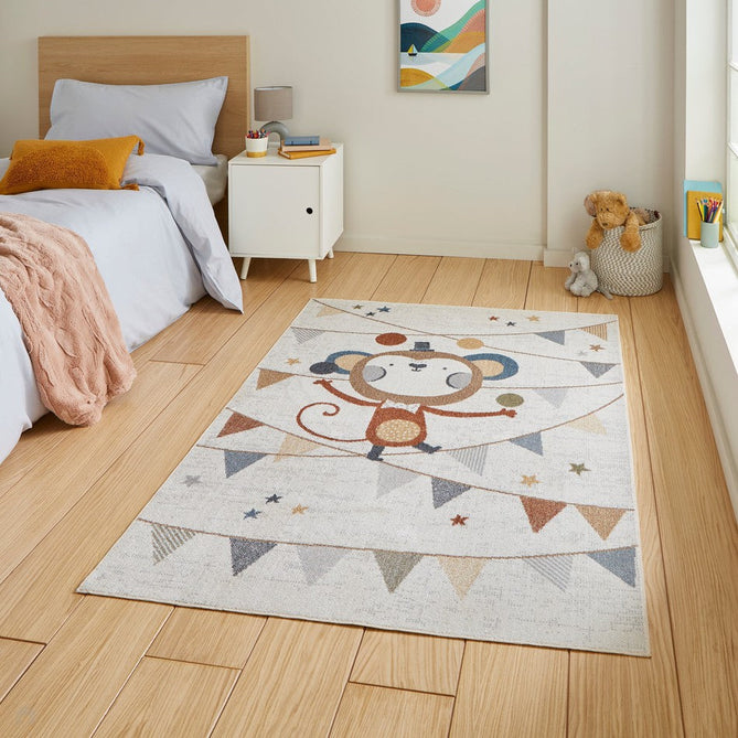 Washable Vida Kids Monkey Flatweave Multicolour Rug-Think Rugs-Rug Love - The Most Loved Rug Store