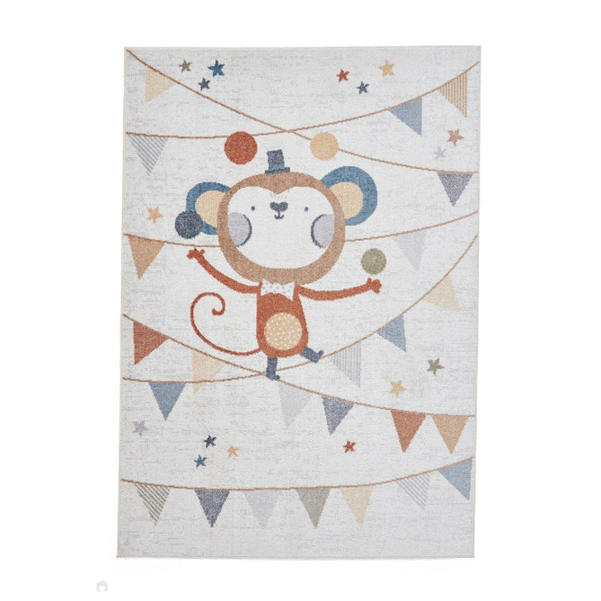 Washable Vida Kids Monkey Flatweave Multicolour Rug-Think Rugs-Rug Love - The Most Loved Rug Store