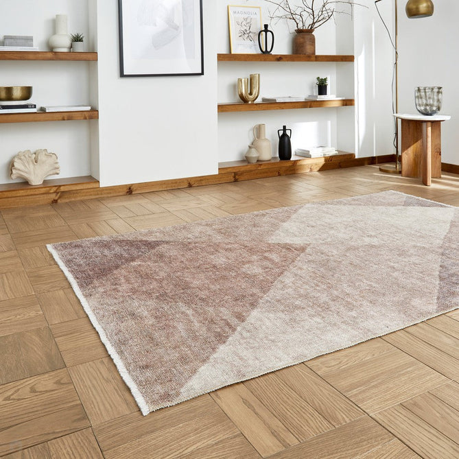 Washable Whisper H1065 Modern Abstract Textured Soft-Touch Printed Polyester Flatweave Beige/Brown Rug-Think Rugs-Rug Love - The Most Loved Rug Store