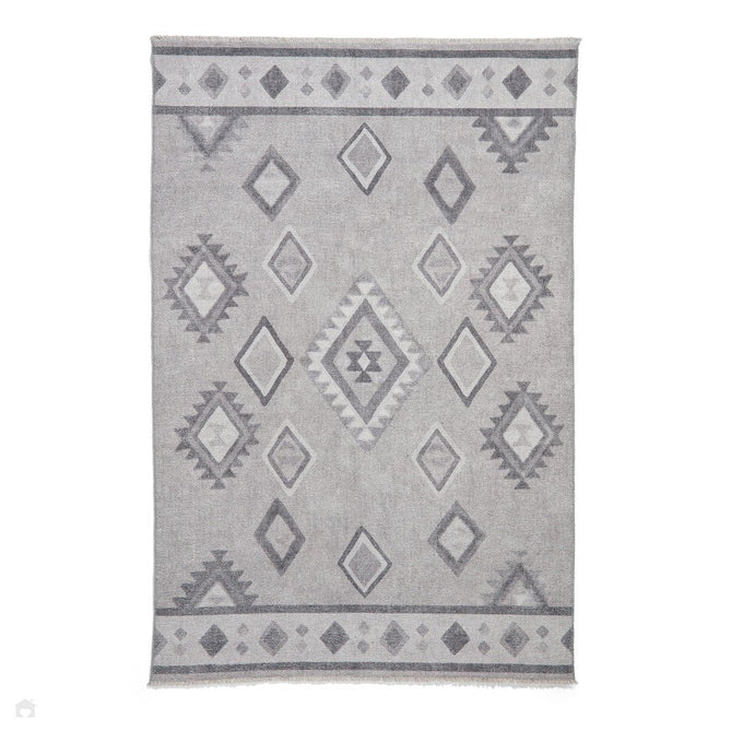 Washable Whisper H1066 Modern Abstract Textured Soft-Touch Printed Polyester Flatweave Grey/Green Rug-Think Rugs-Rug Love - The Most Loved Rug Store