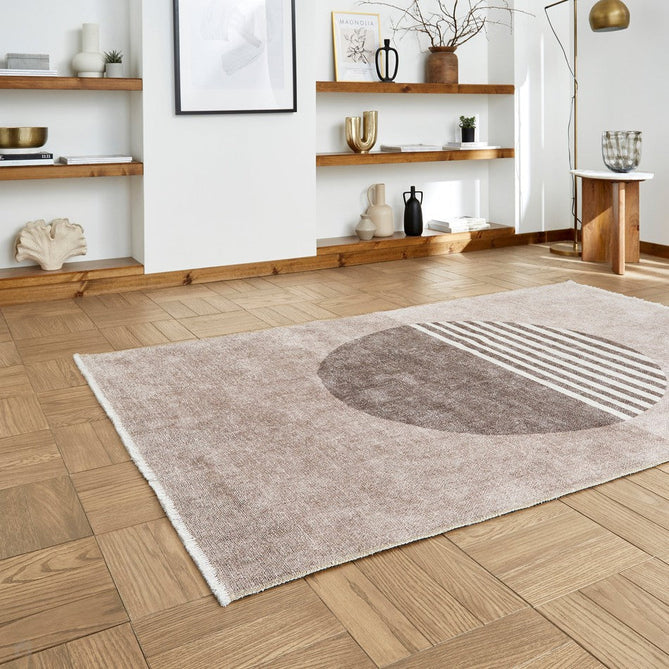 Washable Whisper H1067 Modern Abstract Textured Soft-Touch Printed Polyester Flatweave Beige Rug-Think Rugs-Rug Love - The Most Loved Rug Store