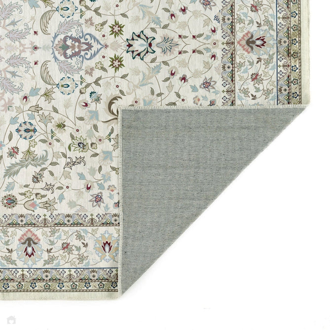 Washable Windsor Traditional Floral Border Flatweave Natural Rug-Origins-Rug Love - The Most Loved Rug Store