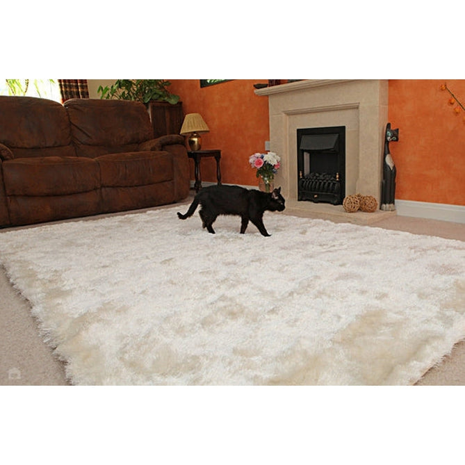 Whisper Super-Soft Fine Yarn Silky Shimmer Polyester Plain Shaggy Ivory Rug-Asiatic Carpets-Rug Love - The Most Loved Rug Store