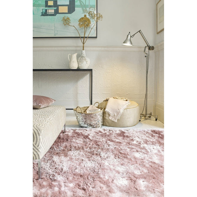 Whisper Super-Soft Fine Yarn Silky Shimmer Polyester Plain Shaggy Pink Rug-Asiatic Carpets-Rug Love - The Most Loved Rug Store