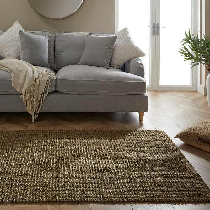 Whitefield Plain Hand-Woven Jute Flatweave Boucle Olive Green Rug-Esselle Rugs-Rug Love - The Most Loved Rug Store