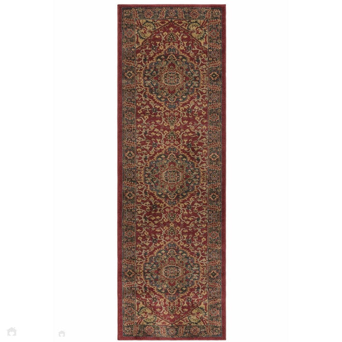 Windsor WIN08 Traditional Classic Floral Vine Medallion Border Red/Navy/Beige/Multicolour Rug-Asiatic Carpets-Rug Love - The Most Loved Rug Store