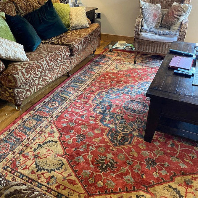 Windsor WIN08 Traditional Classic Floral Vine Medallion Border Red/Navy/Beige/Multicolour Rug-Asiatic Carpets-Rug Love - The Most Loved Rug Store