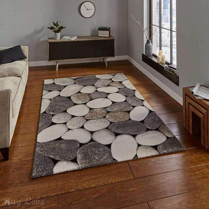 Woodland 2099 Modern Abstract Pebble Stones Cream/Grey Rug-Think Rugs-Rug Love - The Most Loved Rug Store