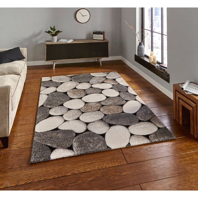 Woodland 2099 Modern Abstract Pebble Stones Cream/Grey Rug-Think Rugs-Rug Love - The Most Loved Rug Store