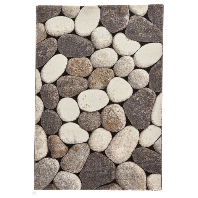 Woodland 2099 Modern Abstract Pebble Stones Cream/Grey Rug-Think Rugs-Rug Love - The Most Loved Rug Store