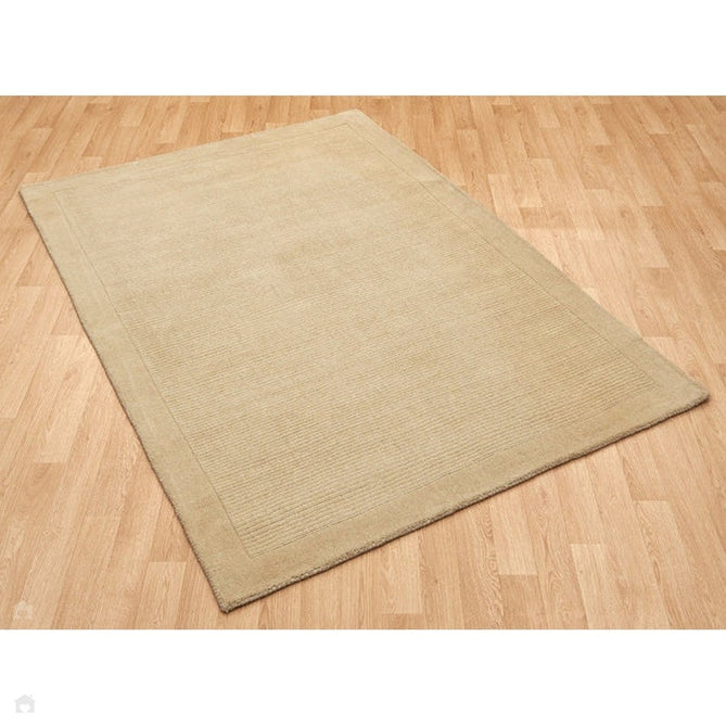 York Modern Plain Textured Subtle Ribbed Stripe Contrast Smooth Border Hand-Woven Wool Beige Rug-Asiatic Carpets-Rug Love - The Most Loved Rug Store