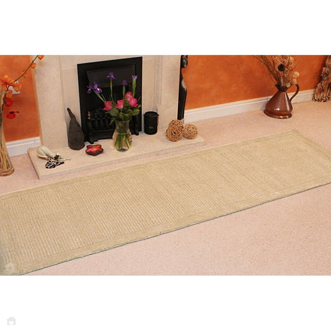 York Modern Plain Textured Subtle Ribbed Stripe Contrast Smooth Border Hand-Woven Wool Beige Rug-Asiatic Carpets-Rug Love - The Most Loved Rug Store