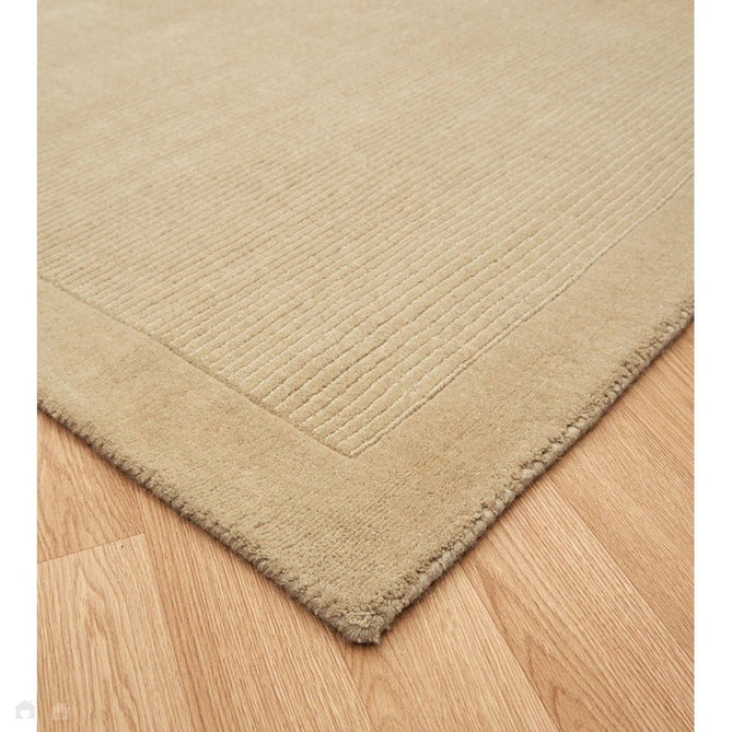 York Modern Plain Textured Subtle Ribbed Stripe Contrast Smooth Border Hand-Woven Wool Beige Rug-Asiatic Carpets-Rug Love - The Most Loved Rug Store