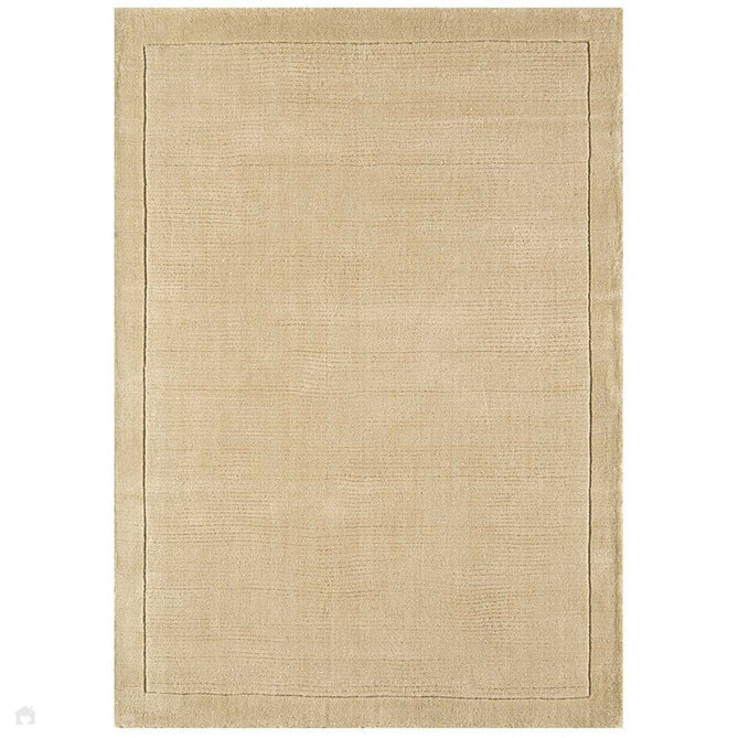 York Modern Plain Textured Subtle Ribbed Stripe Contrast Smooth Border Hand-Woven Wool Beige Rug-Asiatic Carpets-Rug Love - The Most Loved Rug Store