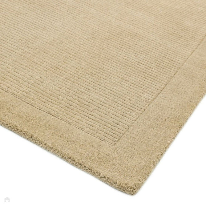 York Modern Plain Textured Subtle Ribbed Stripe Contrast Smooth Border Hand-Woven Wool Beige Rug-Asiatic Carpets-Rug Love - The Most Loved Rug Store