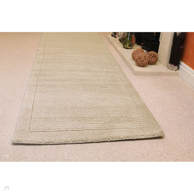 York Modern Plain Textured Subtle Ribbed Stripe Contrast Smooth Border Hand-Woven Wool Beige Rug-Asiatic Carpets-Rug Love - The Most Loved Rug Store