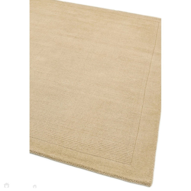 York Modern Plain Textured Subtle Ribbed Stripe Contrast Smooth Border Hand-Woven Wool Beige Rug-Asiatic Carpets-Rug Love - The Most Loved Rug Store