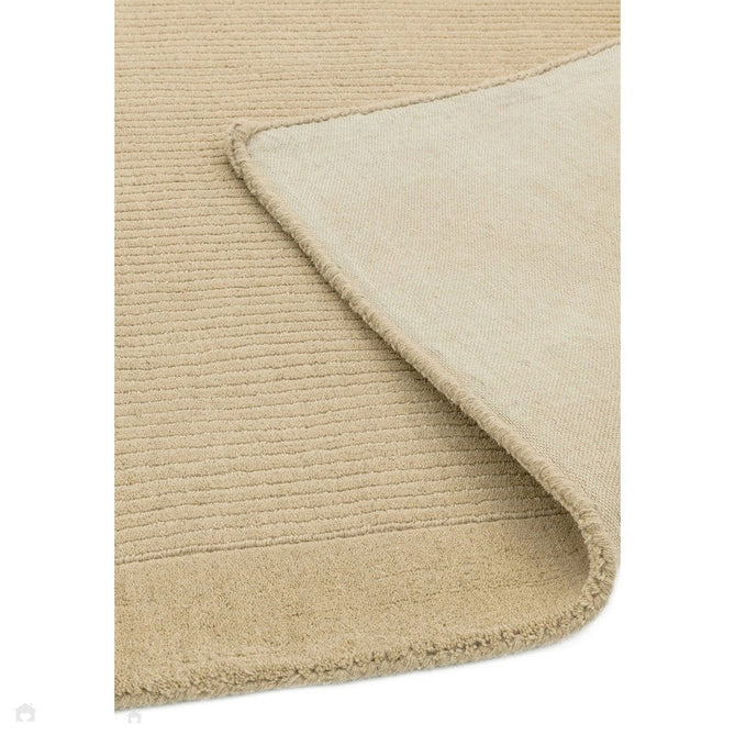 York Modern Plain Textured Subtle Ribbed Stripe Contrast Smooth Border Hand-Woven Wool Beige Rug-Asiatic Carpets-Rug Love - The Most Loved Rug Store