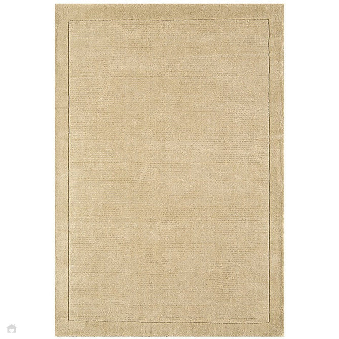 York Modern Plain Textured Subtle Ribbed Stripe Contrast Smooth Border Hand-Woven Wool Beige Rug-Asiatic Carpets-Rug Love - The Most Loved Rug Store