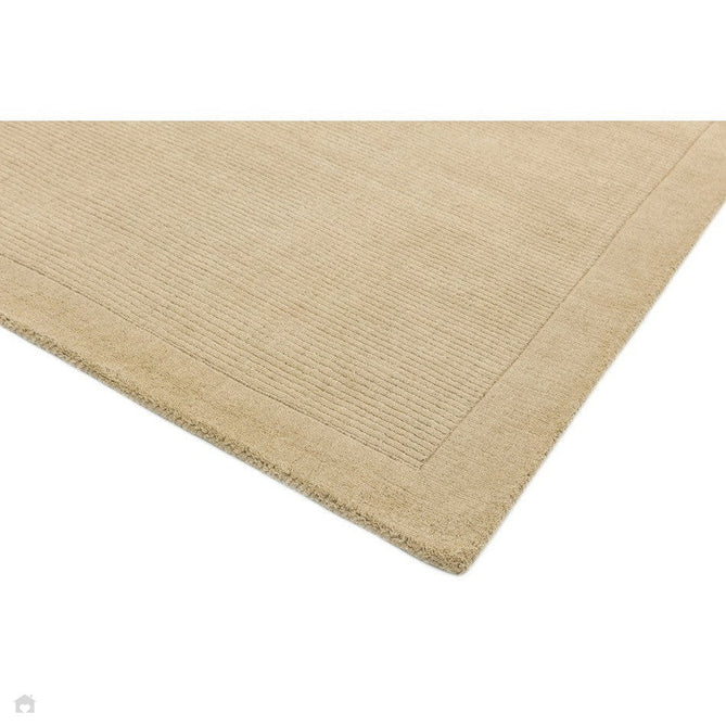 York Modern Plain Textured Subtle Ribbed Stripe Contrast Smooth Border Hand-Woven Wool Beige Rug-Asiatic Carpets-Rug Love - The Most Loved Rug Store