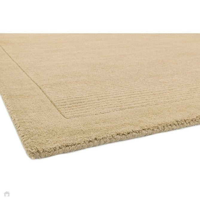 York Modern Plain Textured Subtle Ribbed Stripe Contrast Smooth Border Hand-Woven Wool Beige Rug-Asiatic Carpets-Rug Love - The Most Loved Rug Store