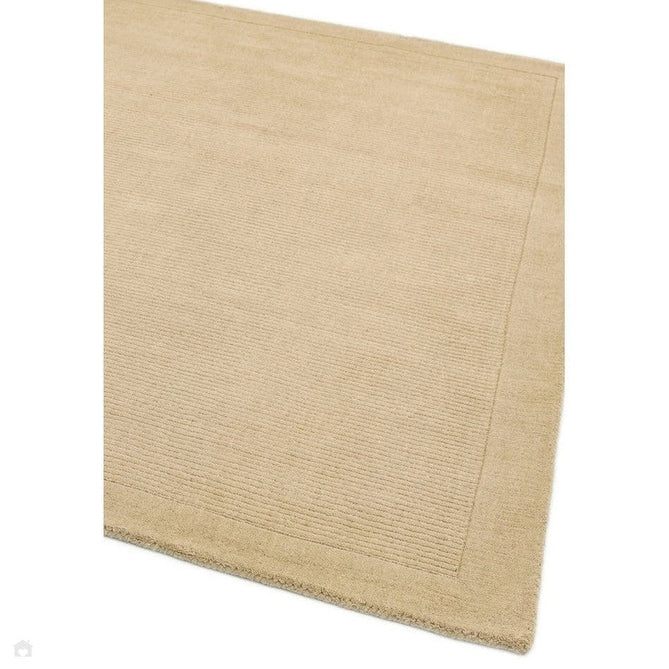 York Modern Plain Textured Subtle Ribbed Stripe Contrast Smooth Border Hand-Woven Wool Beige Rug-Asiatic Carpets-Rug Love - The Most Loved Rug Store